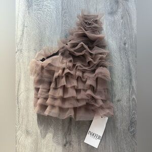 Ruffled Brown Tulle Top